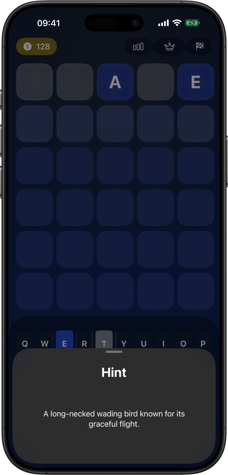 Word Challenge AI hint screen on an iPhone